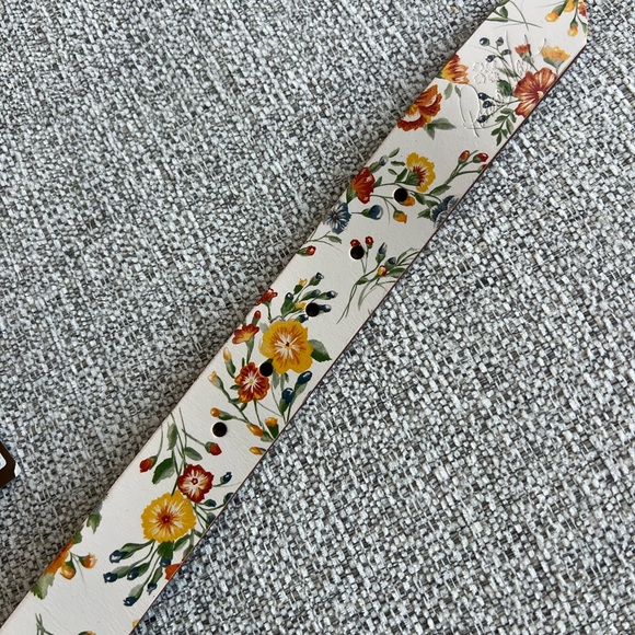 Patricia Nash Vietri Leather Belt Mini Meadows Floral Print Ivory Small NWT - Picture 9 of 9